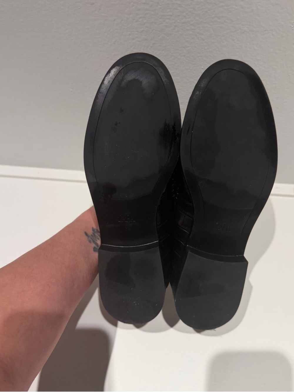 Women's Zara Faux Leather Penny Loafers. - Picture 5 of 5